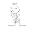 Continuous line drawing of Hand Holding Wine Glass. Minimalist line art drawing vector illustration with active stroke