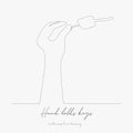 Continuous line drawing. hand holds keys. simple vector illustration. hand holds keys concept hand drawing sketch line Royalty Free Stock Photo