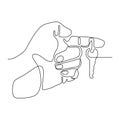 continuous line drawing hand holds the keys to the car or apartment vector illustration sign and symbol Royalty Free Stock Photo