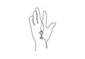 continuous line drawing hand holds the keys to the car or apartment vector illustration sign and symbol Royalty Free Stock Photo