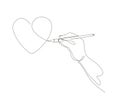 Continuous line drawing hand drawing love heart shape. Single line concept of creative artist work