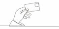 Continuous Line Drawing Hand Presenting Business Card. Professional Networking Contact Vector Royalty Free Stock Photo