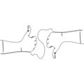 Continuous line drawing Hand Thumb Up and Hand Thumb Down Like and Dislike Symbol icon vector illustration concept Royalty Free Stock Photo