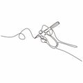 Continuous line drawing of hand writing with a pen on paper vector illustration hand drawn minimalism