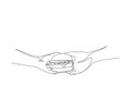 Continuous line drawing of Hands Holding Hamburger vector illustration. Hamburger single line hand drawn minimalism style