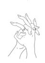 Continuous line drawing of hands holding together Royalty Free Stock Photo