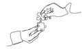 continuous line drawing of hands solving jigsaw puzzle Royalty Free Stock Photo