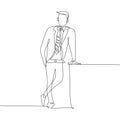 continuous line drawing of handsome businessman standing looks great and charming