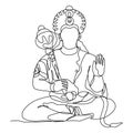 Continuous line drawing. Hanuman. Silhouette. God Royalty Free Stock Photo