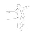 continuous line drawing of happy man walking. isolated sketch drawing of happy man walking line concept. outline thin stroke Royalty Free Stock Photo