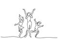 Happy mother dancing with children