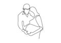 Continuous line drawing of Happy pregnant woman and father, silhouette picture of mother famility time Royalty Free Stock Photo