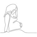 Continuous line drawing of Happy pregnant woman, silhouette picture of mother. Vector illustration simplicity design Royalty Free Stock Photo