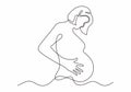 Continuous line drawing of Happy pregnant woman, silhouette picture of mother. Vector illustration simplicity design