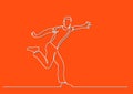 Continuous line drawing of happy running young man Royalty Free Stock Photo