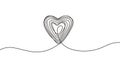 Continuous line drawing of heart scribble hand drawn. Vector love sign with one lineart sketch minimalism design