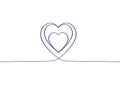 Continuous line drawing of hearts. Hearts of love concept on white background. Heart Background.