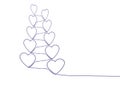 Continuous line drawing of hearts. Hearts of love concept on white background. Heart Background.Minimalist illustration of love. Royalty Free Stock Photo
