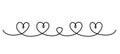 Continuous line drawing of hearts. One line love concept. Frame from continuous hearts. Valentine day linear drawing Royalty Free Stock Photo