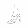 Continuous line drawing of highheel shoe for woman fashion isolated on white background vector illustration Royalty Free Stock Photo