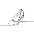 Continuous line drawing of highheel shoe for woman fashion isolated on white background vector illustration Royalty Free Stock Photo