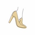 Continuous line drawing of highheel shoe for woman fashion isolated on white background vector illustration