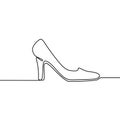 Continuous line drawing of highheel shoe for woman fashion isolated on white background vector illustration Royalty Free Stock Photo