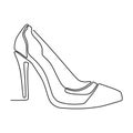 Continuous line drawing of highheel shoe for woman fashion isolated on white background vector illustration Royalty Free Stock Photo