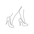 Continuous line drawing of highheels shoe for woman fashion isolated on white background vector illustration