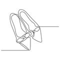 Continuous line drawing of highheels shoe for woman fashion isolated on white background vector illustration