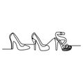 Continuous line drawing of highheels shoe for woman fashion isolated on white background vector illustration