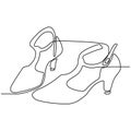 Continuous line drawing of highheels shoe for woman fashion isolated on white background vector illustration