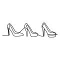 Continuous line drawing of highheels shoes for woman fashion isolated on white background vector illustration