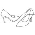 Continuous line drawing of highheels shoes for woman fashion isolated on white background vector illustration