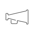 Continuous line drawing of horn speaker sign and symbol for announcement and employee hiring. Megaphone