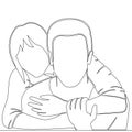 Continuous line drawing hugging couple man and woman in romantic moment icon vector illustration concept Royalty Free Stock Photo