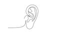 Continuous line drawing of a human ear on a white background, highlighting a minimalist artistic style Royalty Free Stock Photo