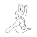 Continuous line drawing of human fitness yoga concept. Young man or woman doing Bharadvajasana yoga exercise pose. Healthy