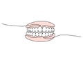 Continuous line drawing of Human teeth malocclusion Royalty Free Stock Photo