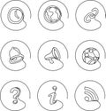 Continuous line drawing icons - connections information