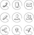 Continuous line drawing icons - contacts locations