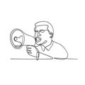 Male Activist or Protester with Bullhorn Megaphone Loudhailer or Loudspeaker Continuous Line Drawing