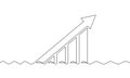 Continuous line drawing of increasing arrow. Illustration vector of graph Royalty Free Stock Photo