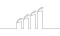 Continuous line drawing of increasing graph. Arrow up. Bar chart icon outline. Business growth Royalty Free Stock Photo