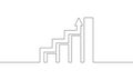 Continuous line drawing of increasing graph. Arrow up icon. Business growth Royalty Free Stock Photo