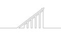 Continuous line drawing of increasing graph icon. Arrow up, business growth Royalty Free Stock Photo