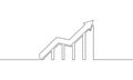 Continuous line drawing of increasing sales. Growth graph. Bar chart icon