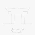 Continuous line drawing. japan torii gate. simple vector illustration. japan torii gate concept hand drawing sketch line