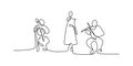 continuous line drawing of jazz classical music concert performance on the stage