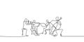 Continuous Line Drawing Of Jazz Classical Music Concert Performance On The Stage